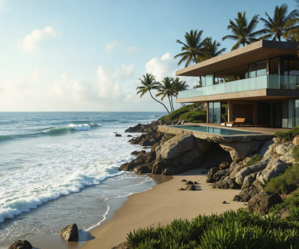 Ultra-luxury beachfront mansions offering sunrise views and direct access to private beaches.