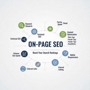 Graphic highlighting the importance of on page seo to boost your search rankings and visibility. 