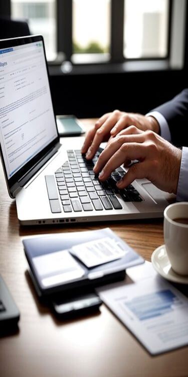 seo expert in kannur typing something on laptop